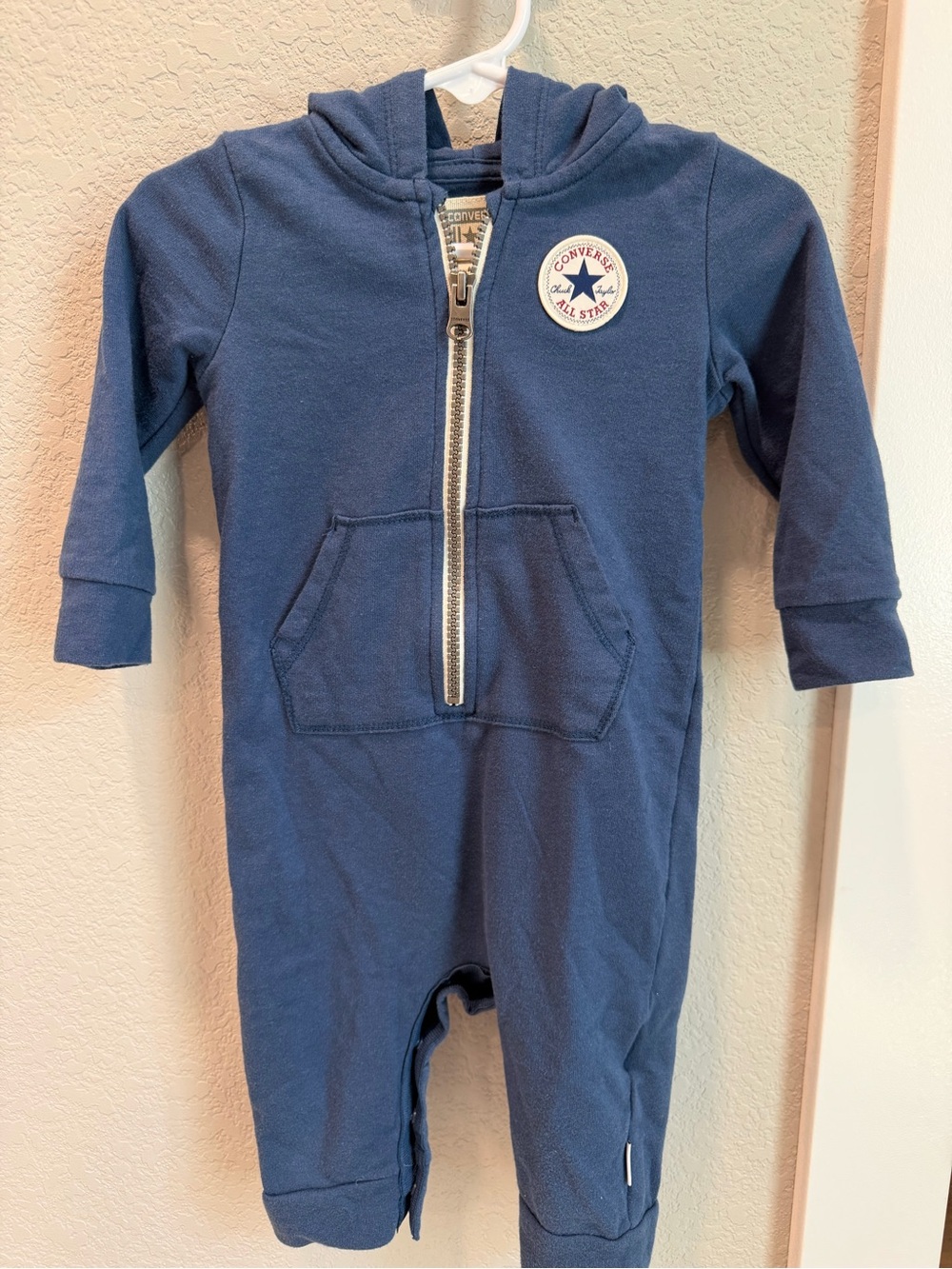 Converse Navy Blue Hooded Zip One-Piece Bodysuit for Kids